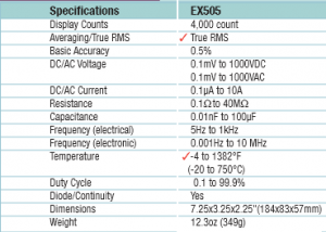 Specifiche Extech EX505