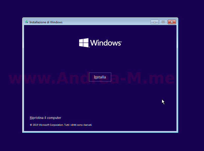 Installazione Windows 10